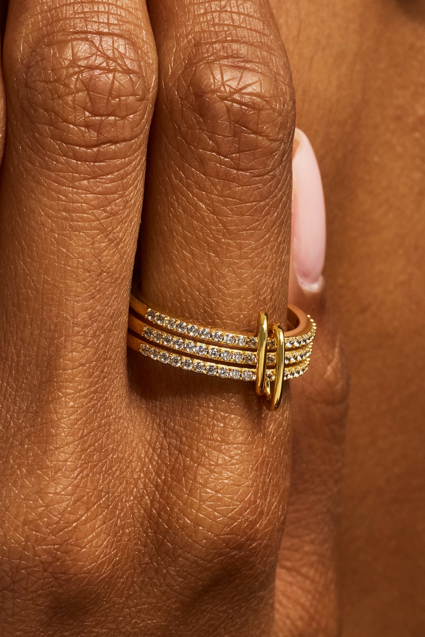 Triple Row Iced Ring - 8mm - Gold